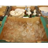 Three boxes of miscellaneous china and glassware to include continental part dinner service,