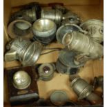 A box of assorted early 20th century cycle lamps to include Joseph Lucas No.