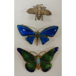 A silver insect brooch together with two enamel set insect brooches (3) Condition Report