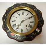 A late 19th century French wall clock having an enamel dial with Roman numerals housed in an