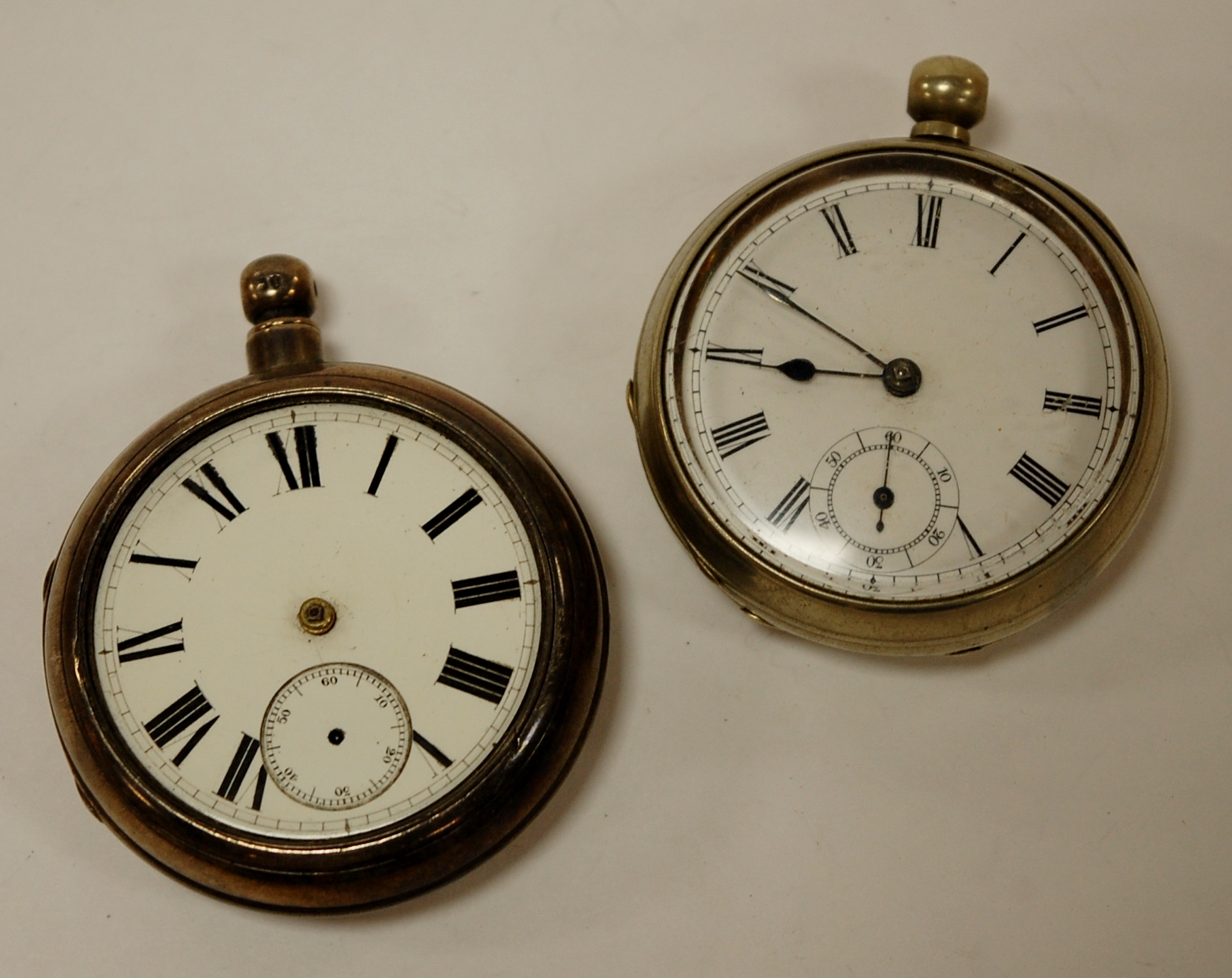 A gents silver pair cased pocket watch having keywind movement (a/f) together with a nickel cased