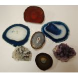 A box of assorted geodes and agate slices etc