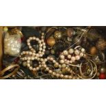 A small collection of assorted costume and other jewellery to include rolled gold bangle,