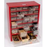 A 'Raaco' 7 drawer metal cabinet with spare parts as removed from modellers' workshop including