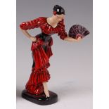 Peggy Davies Ceramics - The Spanish Dancer, in the red dress colour way, 10/100,