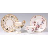 An early 19th century Swansea porcelain teacup and saucer, decorated in the neo-Classical style,