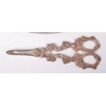A pair of late Victorian silver grape scissors, the handles cast as fruiting vines, 4.