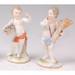 Two circa 1900 Meissen porcelain putti figures from the Four Seasons series,