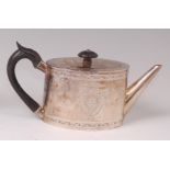 A late Victorian silver bachelors teapot, of oval form,