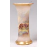 A Royal Worcester porcelain vase, of waisted cylindrical form,