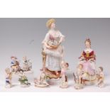 A collection of continental porcelain figures, 20th century,