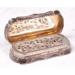 A mid-Victorian silver vinaigrette, the engine turned case opening to reveal hinged pierced grille,