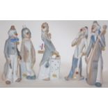 A set of five Casades Spanish porcelain figures of clowns,
