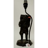 A Japanese bronze figural table lamp base,