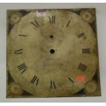 An early 19th century painted square longcase clock dial signed Thompson of Woodbridge