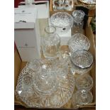 A collection of modern cut glassware to include Royal Doulton carafe, rose bowl,