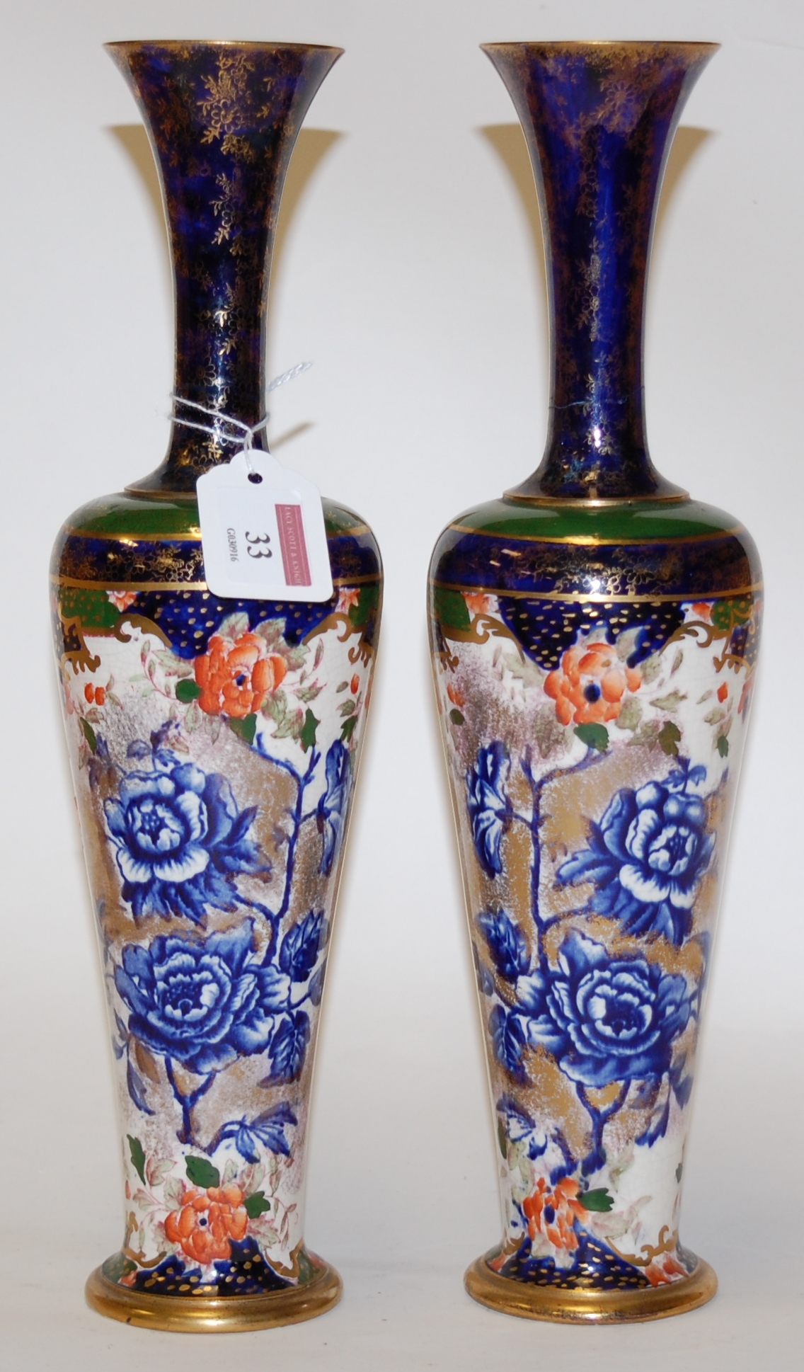 A pair of early 20th century Thomas Forester Phoenix ware vases, of slender baluster form,