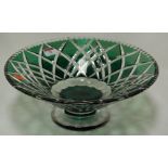 A large Bohemian style green overlaid cut crystal bowl