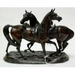 After R Donaldson reproduction bronzed figure group of horses