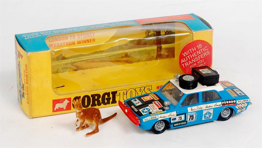 Corgi Toys, 302, Hillman Hunter Rally, blue body with white roof,