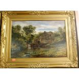 Late 19th century English school - The Watermill, oil on canvas (re-lined),