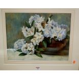 A Eastwood - Flowers in a stone vase, lithograph,