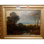 Circa 1900 school - Pair of river landscape scenes, oil on board,