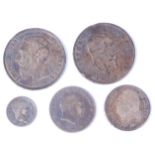 Mixed lot of 19th century European silver coins to include; French 1824 Louis XVIII two franc,