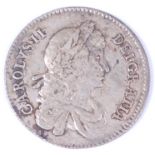 England, 1668 shilling, Charles II laureate and draped bust, rev.