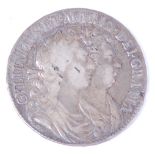 England, 1689 half crown, William and Mary laureate and draped busts, rev.