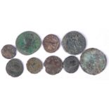 Roman, nine various coins to include; Severus Alexander demarius,