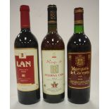 Reserva 1995 Rioja, 6 bottles; Marqes de Caceres 1987 Rioja, 2 bottles; and Lan Crianza 1998 Rioja,