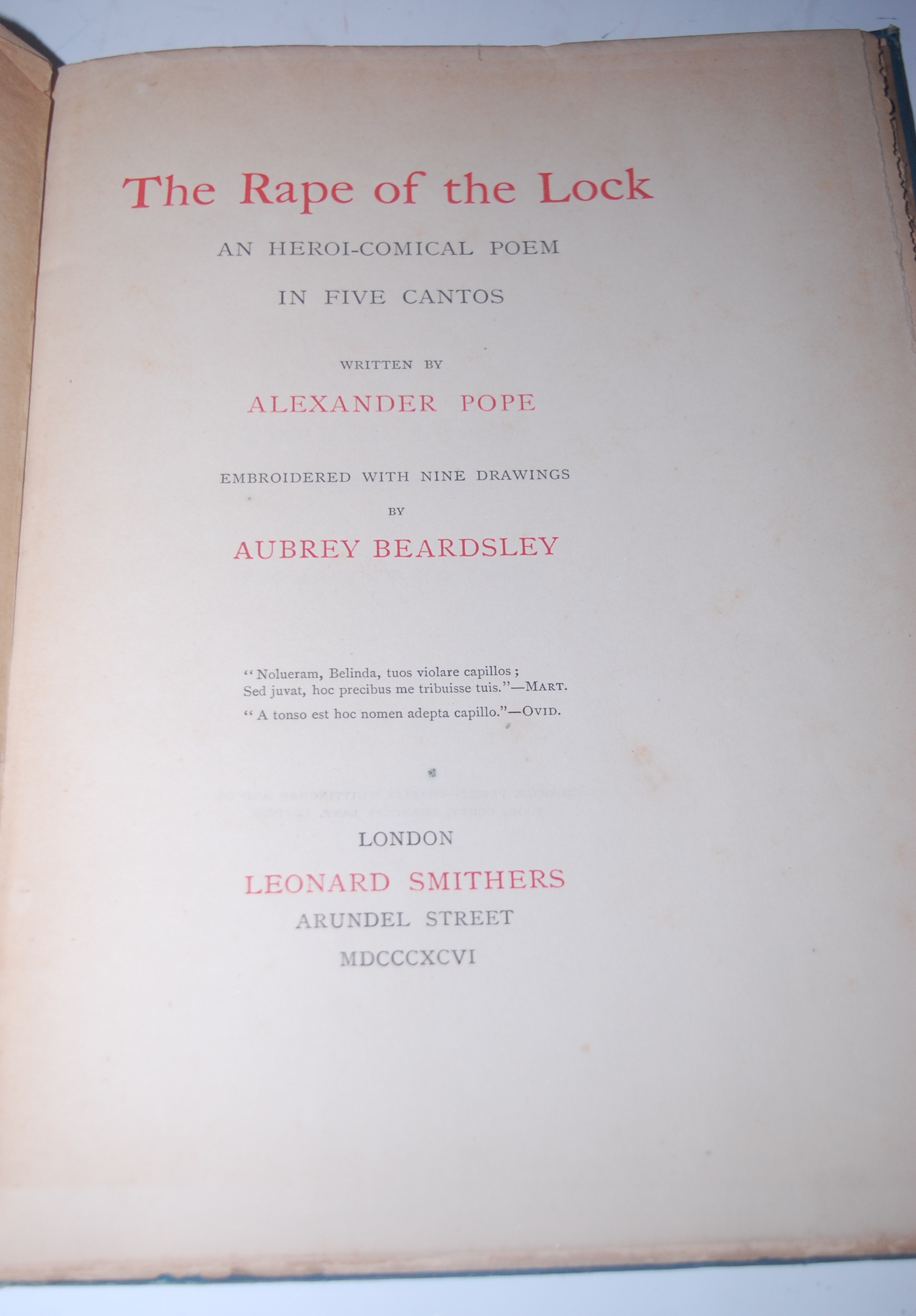 BEARDSLEY Aubrey, Illustrations, Pope's Rape of the Lock, London, Leonard Smithers, 1896, - Image 2 of 4