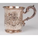A mid-Victorian silver christening mug,