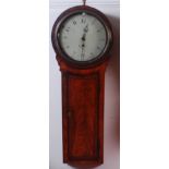 An early 19th century mahogany droptrunk wall clock, the circular white enamel dial (dia.