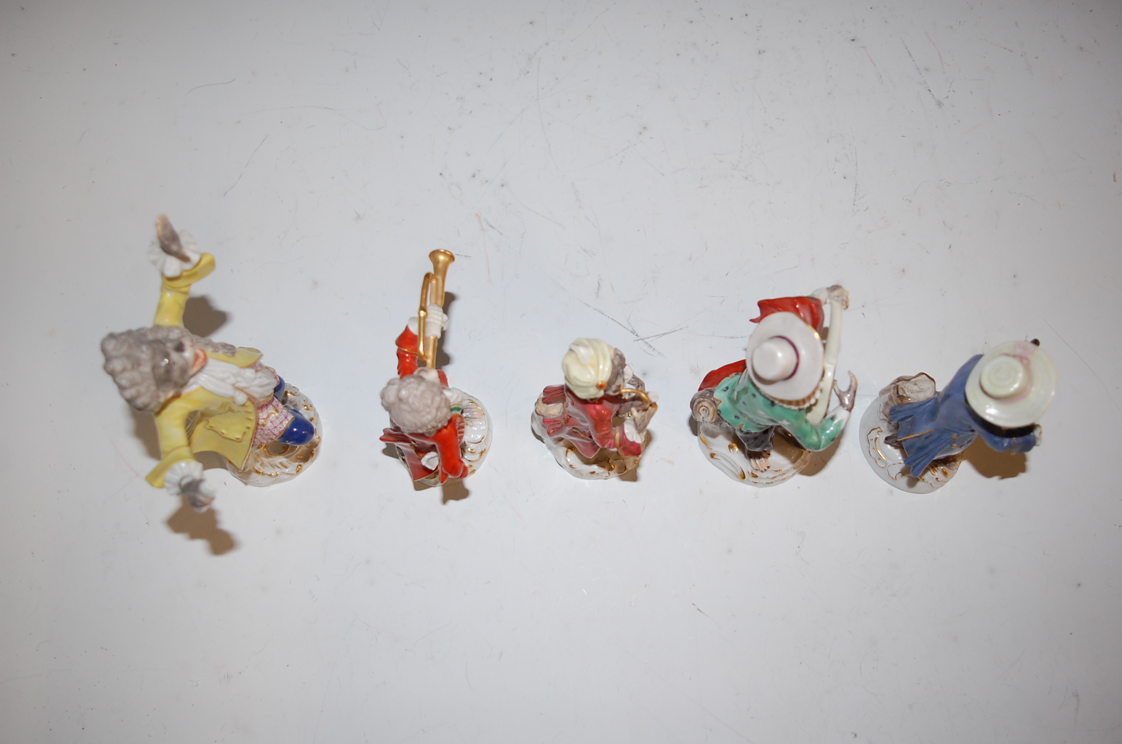 A set of five Meissen porcelain monkey band figures, comprising of the conductor and four musicians, - Image 8 of 8