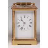 A circa 1900 French lacquered brass carriage clock by R & Co of Paris,