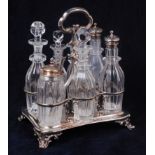 An early Victorian silver seven bottle cruet stand,