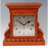 A late 19th century oak cased single fusee mantel clock by Charles Frodsham,