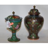 An early 20th century cloisonné jar and cover of baluster form;