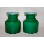 A pair of mid-20th century green glass students lamp shades