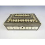 A 19th Century Indian Sadeli ware sewing box, in ivory and micro-mosaic veneered sandalwood, of