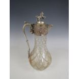 A Victorian electroplate mounted cut glass claret jug, 32 cm