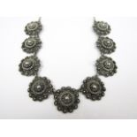 A continental silver filigree necklace, marked 900