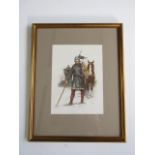 Jeffrey Burn (Contemporary) French Cavalryman 'Knight' circa 900, watercolour and gouache, framed
