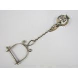 A Victorian electroplate chatelaine spool knave, with Isle of Man device to the belt hook, 19 cm