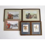 After Jeffrey Burn (Contemporary) Four Medieval and English Civil War studies, hand tinted with