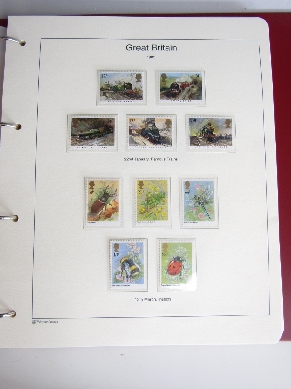 GB stamps, contained within two maroon The Great Britain Collection binders, including British - Image 2 of 3