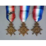 A 1914 Star to 2365 Pte R Pugh, 1/6 Welsh Reg, and 1914-15 Stars respectively to 4575 Pte W