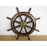 A brass-mounted 8-spoke ship's wheel by John Hastie & Co Ltd, Greenock, 36"